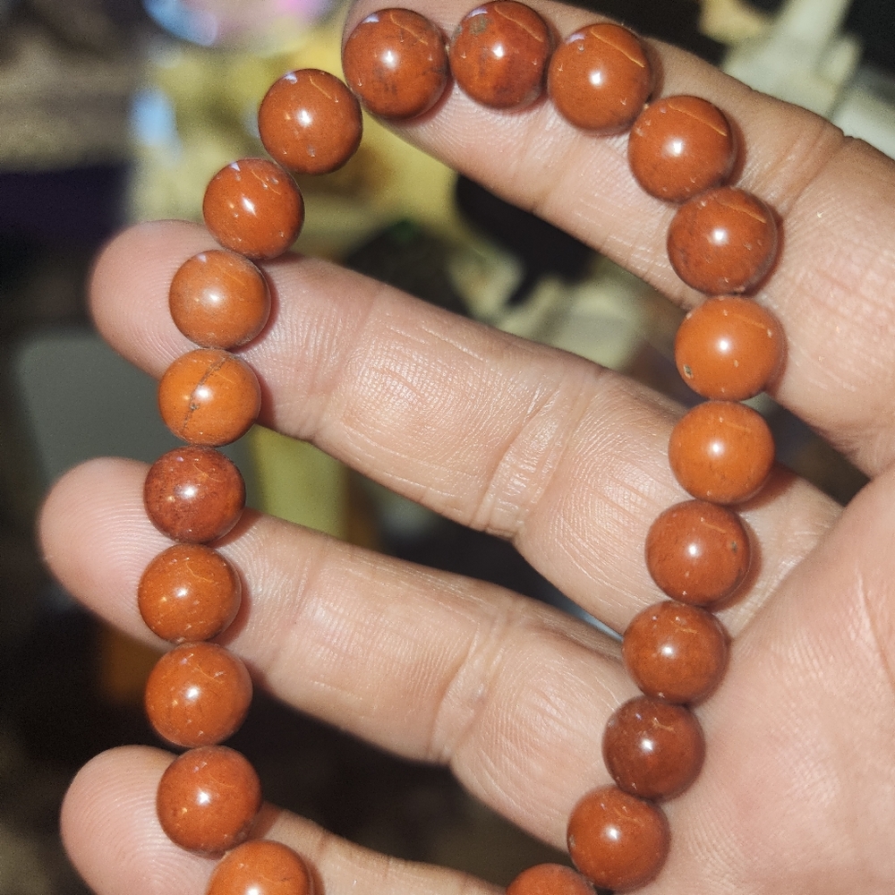 8mm Red Jasper Bead Bracelet Strech 7 1/4